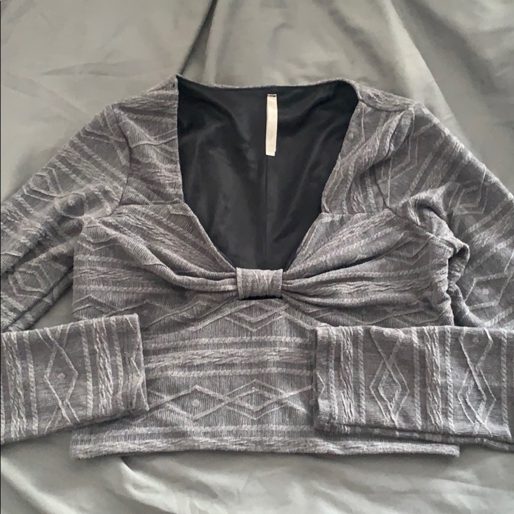 Grey crop sweetheart top